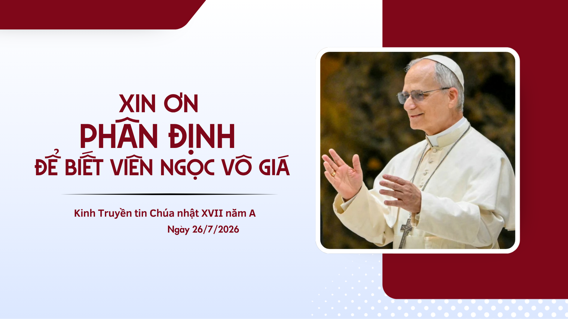 Xin ơn phân định để biết viên ngọc vô giá